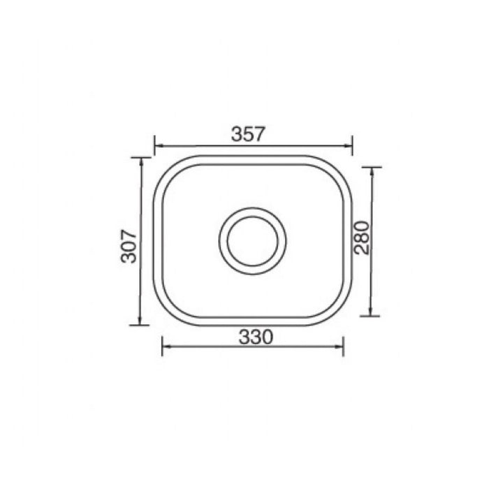 357*307*150mm Roma 304 Stainless Steel Radiused Corner Single Bowl Under Mount Kitchen Sink