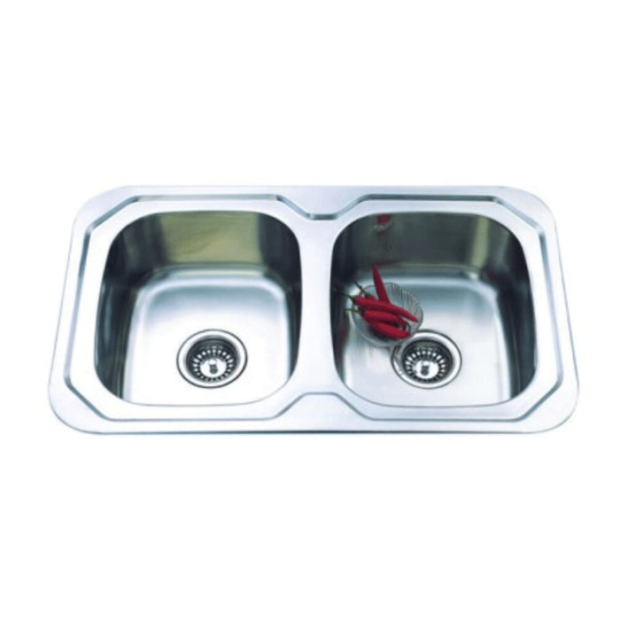 780*480*170mm Roma 304 Stainless Steel Square Double Bowl Drop In Kitchen Sink