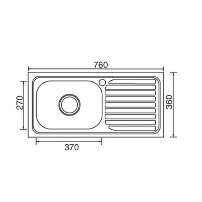 760*360*170mm Roma 304 Stainless Steel Square Single Bowl With Drain Board Drop In Kitchen Sink