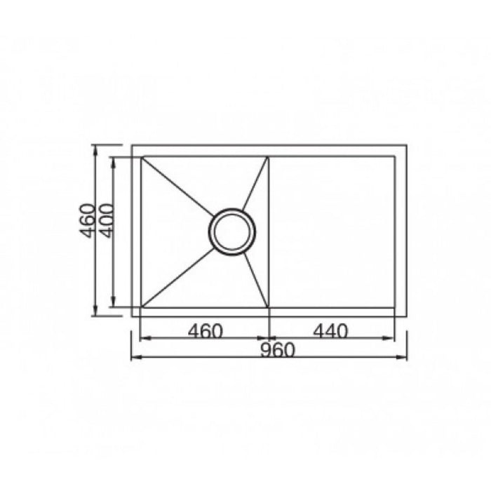 960*460*200mm Roma 304 Stainless Steel Square Single Bowl With Drain Board Kitchen Sink