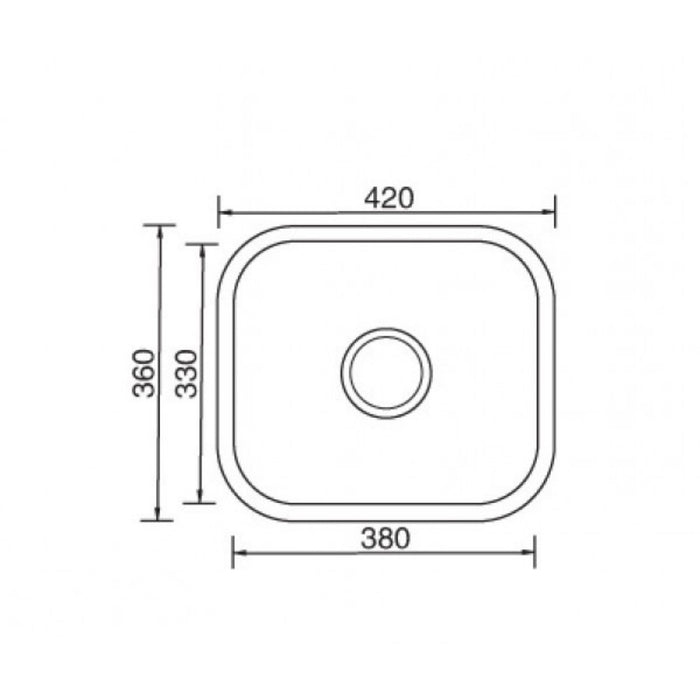420*360*170mm Roma 304 Stainless Steel Radiused Corner Single Bowl Under Mount Kitchen Sink