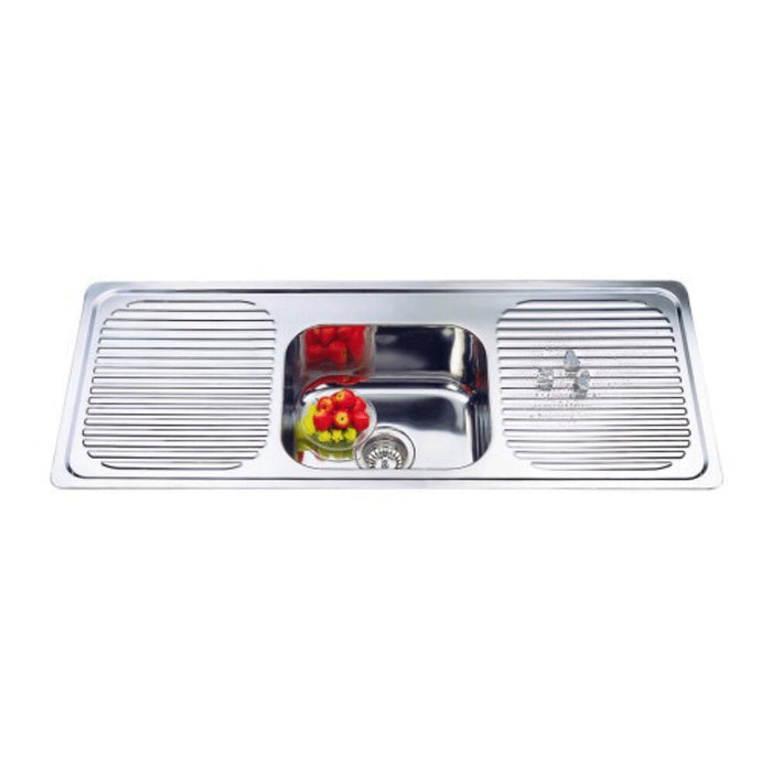 1180*480*170mm Roma 304 Stainless Steel Square Single Bowl With Two Drain Board Drop In Kitchen Sink