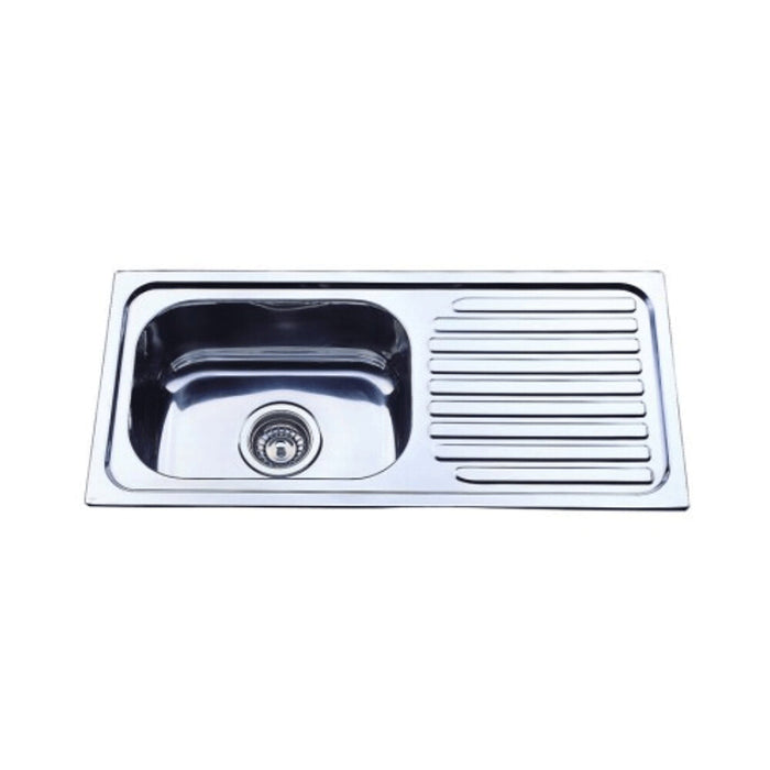 760*360*170mm Roma 304 Stainless Steel Square Single Bowl With Drain Board Drop In Kitchen Sink