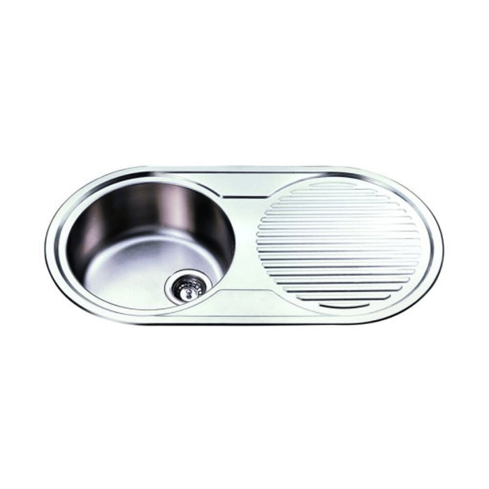915*485*200mm Roma 304 Stainless Steel Round Single Bowl With Drain Board Drop In Kitchen Sink