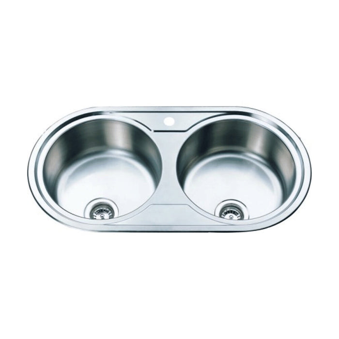 915*485*200mm Roma 304 Stainless Steel Round Double Bowl Drop In Kitchen Sink