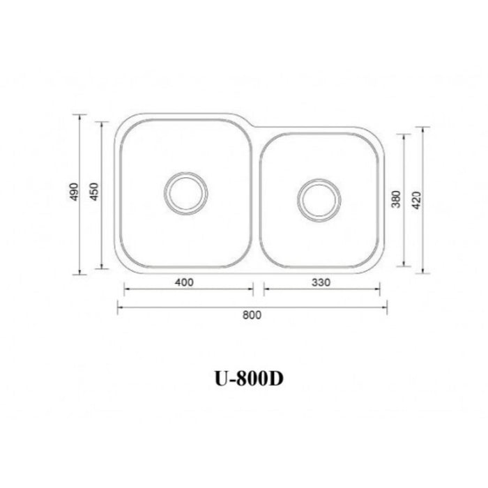 800*490*190mm Roma 304 Stainless Steel Radiused Corner 1 And 3/4 Bowl Under Mount Kitchen Sink