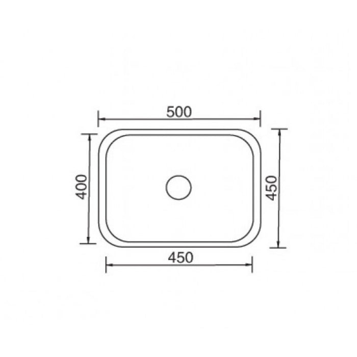 500*450*190mm Roma 304 Stainless Steel Radiused Corner Single Bowl Under Mount Kitchen Sink