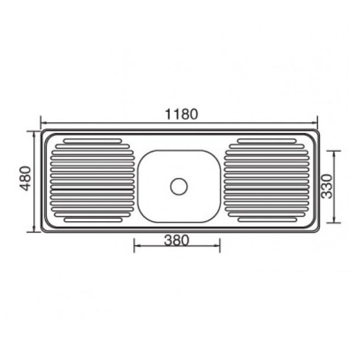 1180*480*170mm Roma 304 Stainless Steel Square Single Bowl With Two Drain Board Drop In Kitchen Sink