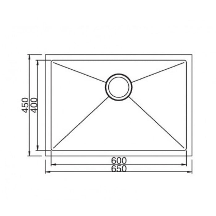 650*450*200mm Roma 304 Stainless Steel Square Single Bowl Under Mount Or Drop In Kitchen Sink