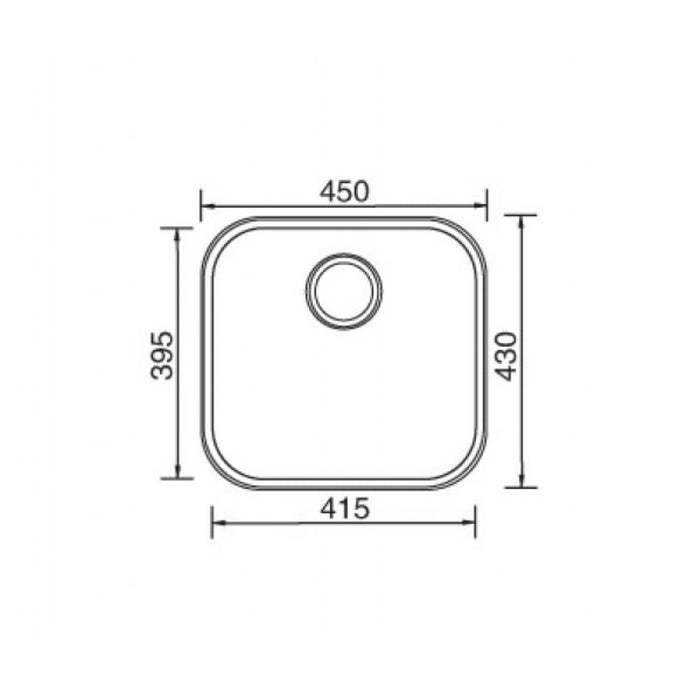 450*430*180mm Roma 304 Stainless Steel Radiused Corner Single Bowl Under Mount Kitchen Sink
