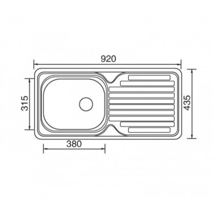 920*435*170mm Roma 304 Stainless Steel Square Single Bowl With Drain Board Drop In Kitchen Sink