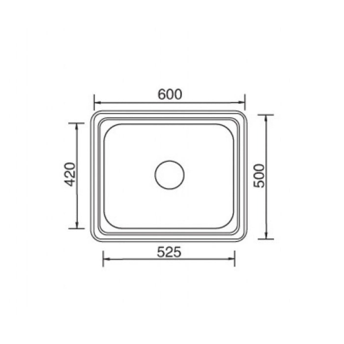 600*500*240mm Roma 304 Stainless Steel Radiused Corner Single Bowl Laundry Sink