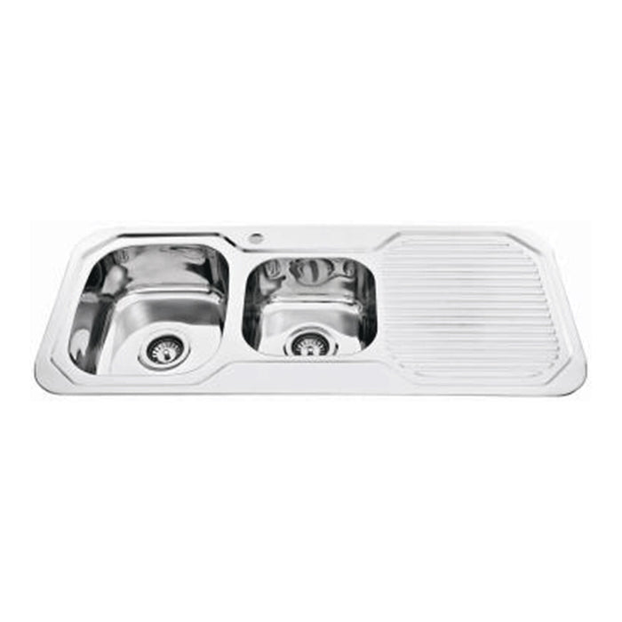 1080*480*170mm Roma 304 Stainless Steel Square Unequal Double Bowl With Drain Board Drop In Kitchen Sink