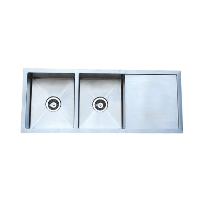 1160*460*200mm Roma 304 Stainless Steel Square Double Bowl With Drain Board Kitchen Sink