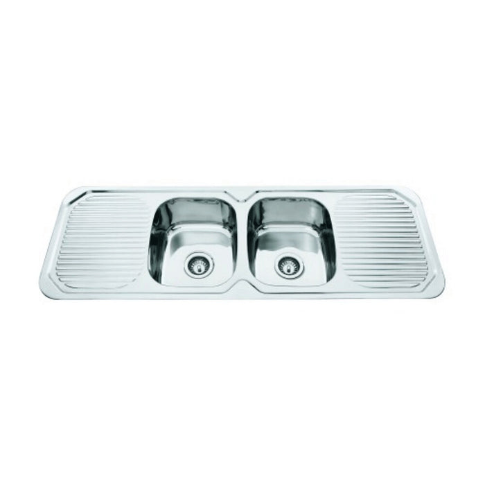 1380*480*170mm Roma 304 Stainless Steel Square Double Bowl With Two Drain Board Drop In Kitchen Sink