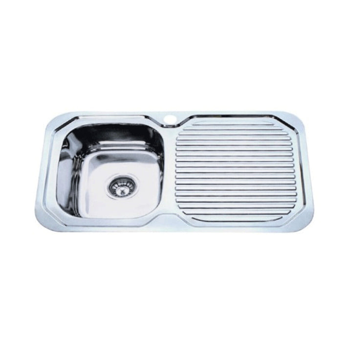 780*480*170mm Roma 304 Stainless Steel Square Single Bowl With Drain Board Drop In Kitchen Sink