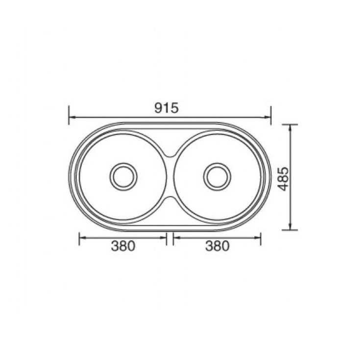 915*485*200mm Roma 304 Stainless Steel Round Double Bowl Drop In Kitchen Sink