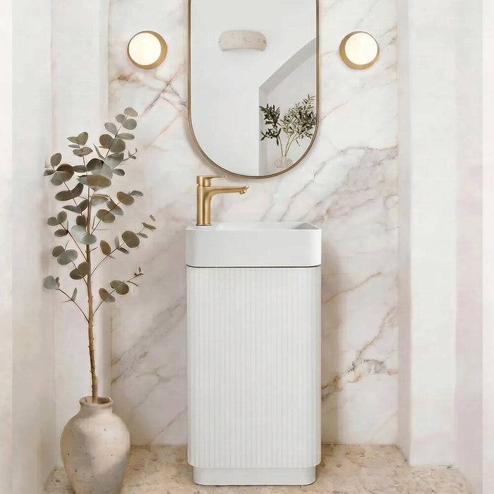 442*251*730mm Otti Maxi Space Saver Matt White Fluted Curved Freestanding Vanity