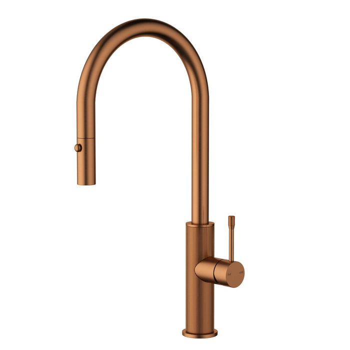 ACL Linie Lead Free Brass Gooseneck Fluted Pull-Out Sink Mixer