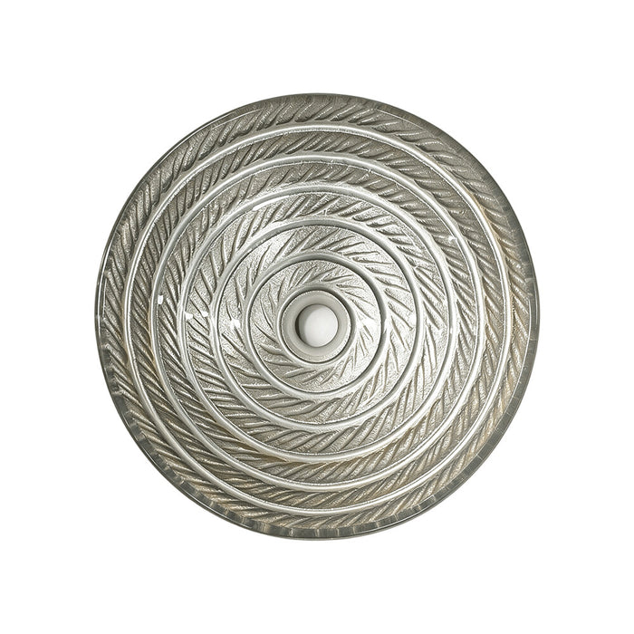 420*420*145mm Infinity Embossed Antique Silver Round Tempered Glass Above Counter Basin