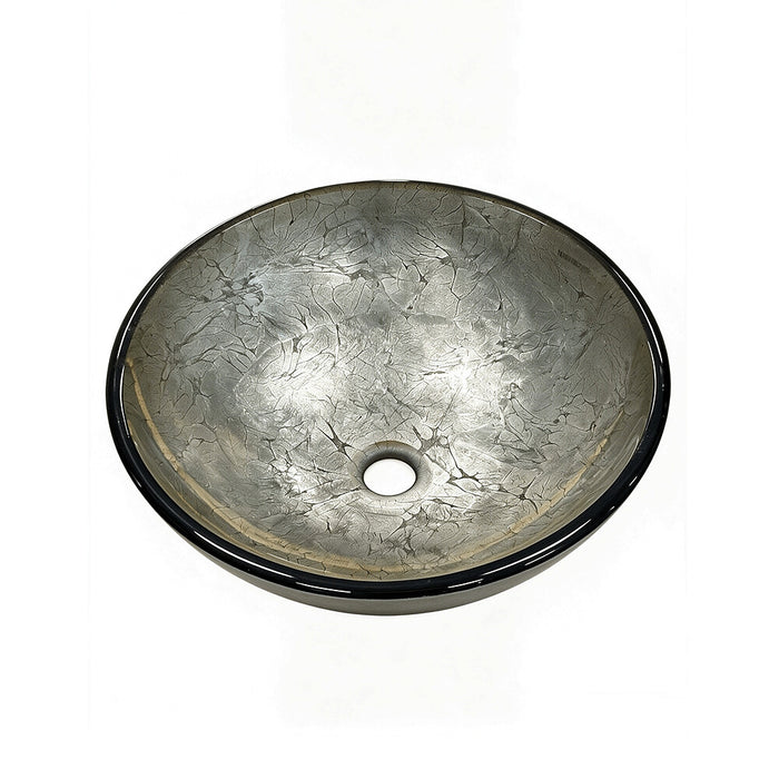 420*420*145mm Infinity Platinum Crackle Round Tempered Glass Above Counter Basin