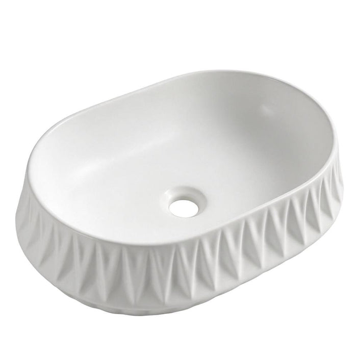 530*370*135mm Infinity Oval Ceramic Faceted Texture Above Counter Basin