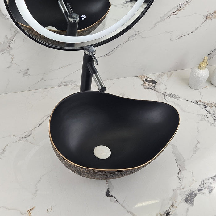 500*400*180mm Infinity Bronze Irregular Rustic Cracked Stone Above Counter Basin