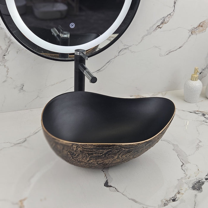 500*400*180mm Infinity Bronze Irregular Rustic Cracked Stone Above Counter Basin