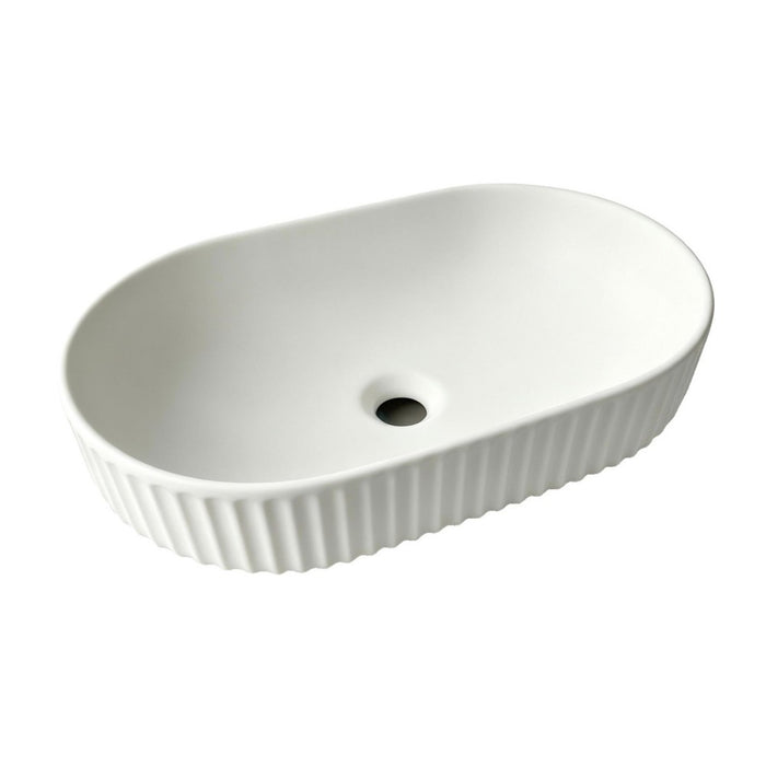 500*330*135mm Infinity Oval Ceramic Fluted Above Counter Basin