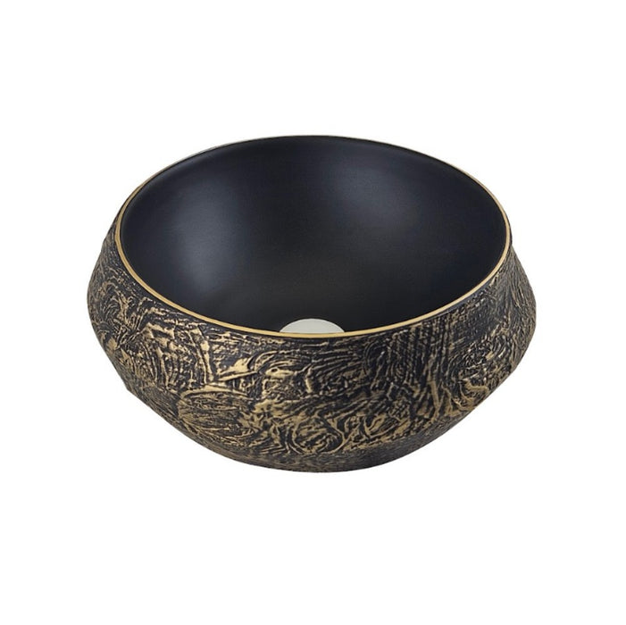 400*400*165mm Infinity Bronze Round Ceramic Rustic Cracked Stone Above Counter Basin