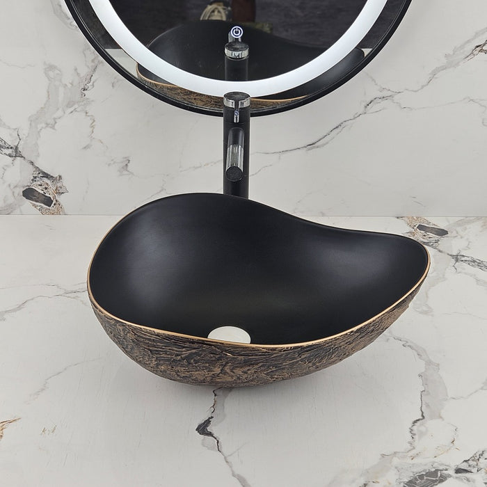 500*400*180mm Infinity Bronze Irregular Rustic Cracked Stone Above Counter Basin