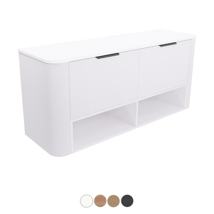 750-1800*460*650mm Fienza Margot E0 Board With Open Shelf Fluted Curve Wall Hung Vanity