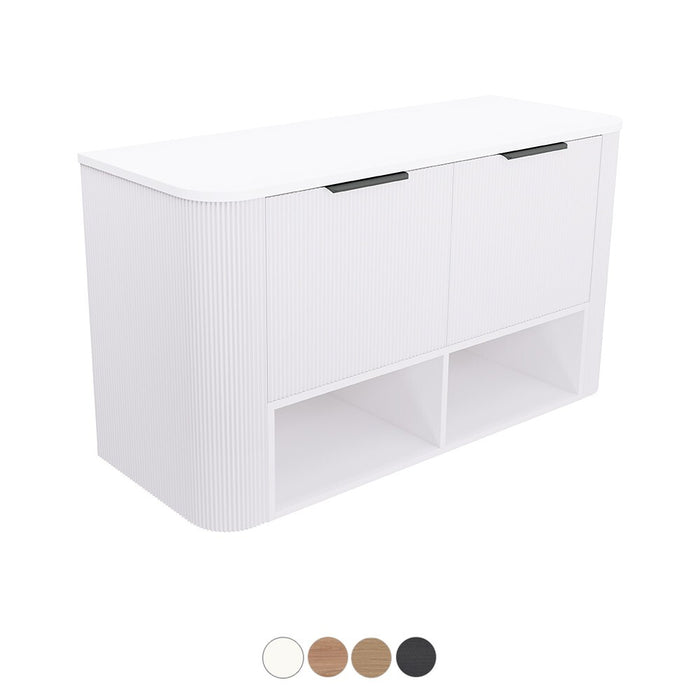 750-1800*460*650mm Fienza Margot E0 Board With Open Shelf Fluted Curve Wall Hung Vanity
