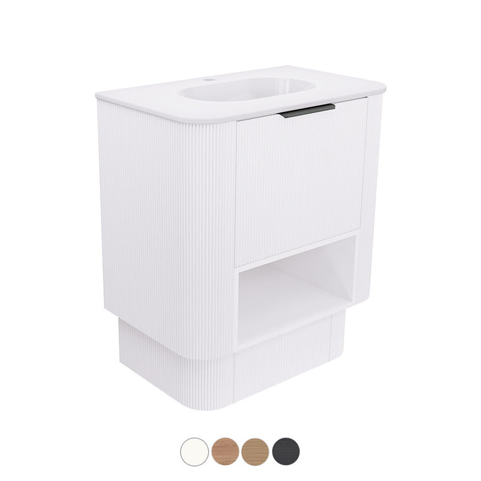 750-1800*460*850mm Fienza Margot E0 Board With Open Shelf Fluted Curve Freestanding Vanity