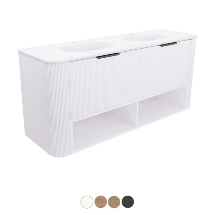 750-1800*460*650mm Fienza Margot E0 Board With Open Shelf Fluted Curve Wall Hung Vanity