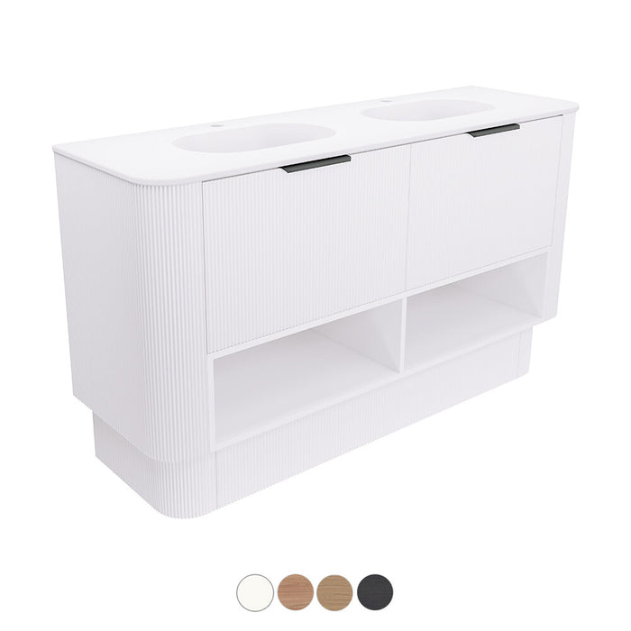 750-1800*460*850mm Fienza Margot E0 Board With Open Shelf Fluted Curve Freestanding Vanity