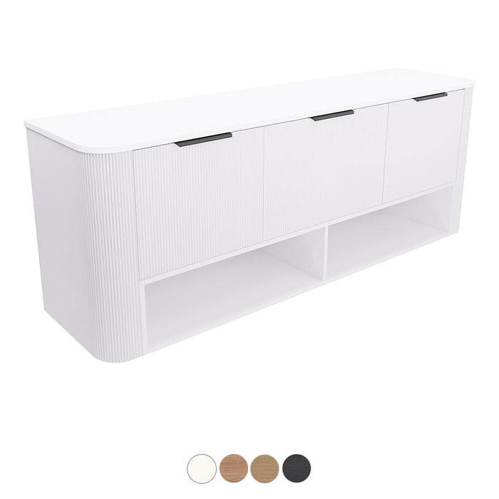 750-1800*460*650mm Fienza Margot E0 Board With Open Shelf Fluted Curve Wall Hung Vanity