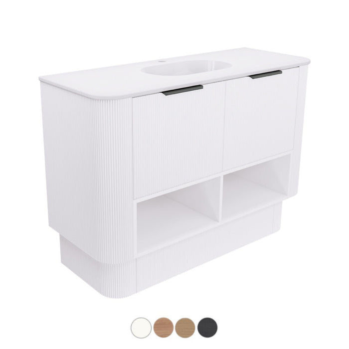 750-1800*460*850mm Fienza Margot E0 Board With Open Shelf Fluted Curve Freestanding Vanity