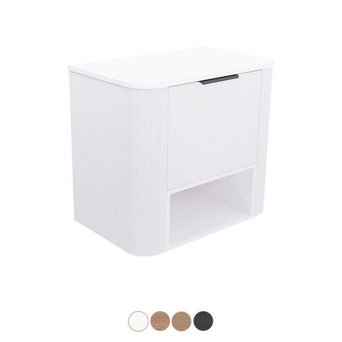 750-1800*460*650mm Fienza Margot E0 Board With Open Shelf Fluted Curve Wall Hung Vanity