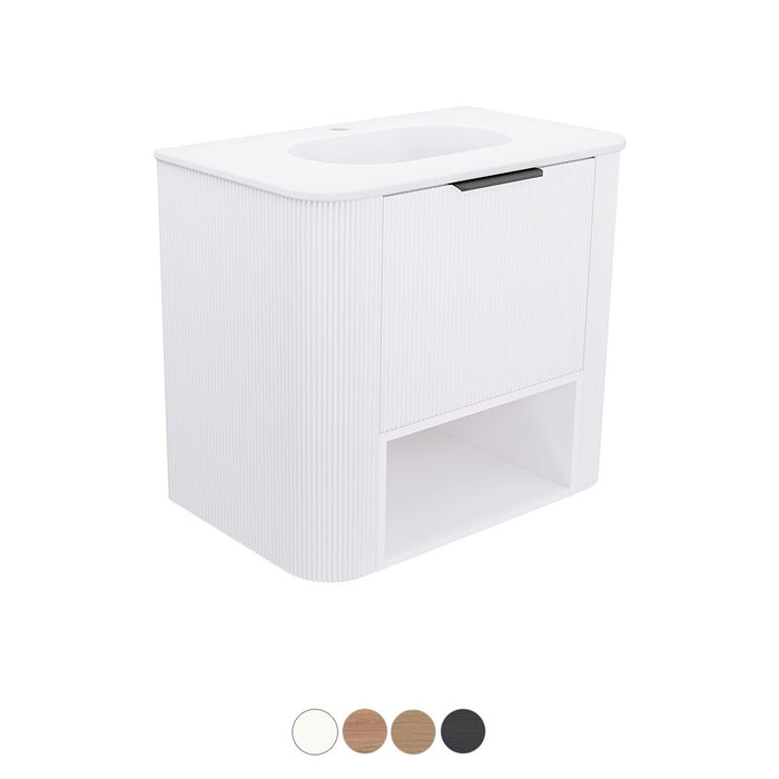 750-1800*460*650mm Fienza Margot E0 Board With Open Shelf Fluted Curve Wall Hung Vanity