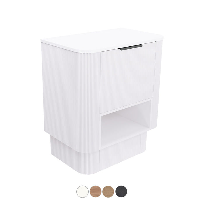 750-1800*460*850mm Fienza Margot E0 Board With Open Shelf Fluted Curve Freestanding Vanity