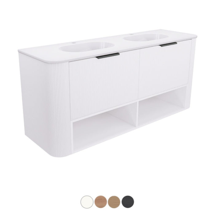 750-1800*460*650mm Fienza Margot E0 Board With Open Shelf Fluted Curve Wall Hung Vanity