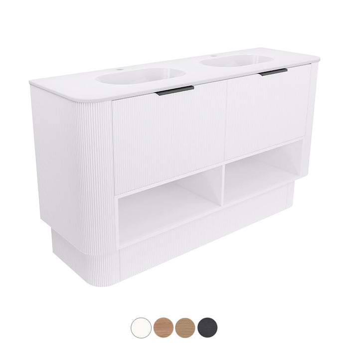 750-1800*460*850mm Fienza Margot E0 Board With Open Shelf Fluted Curve Freestanding Vanity