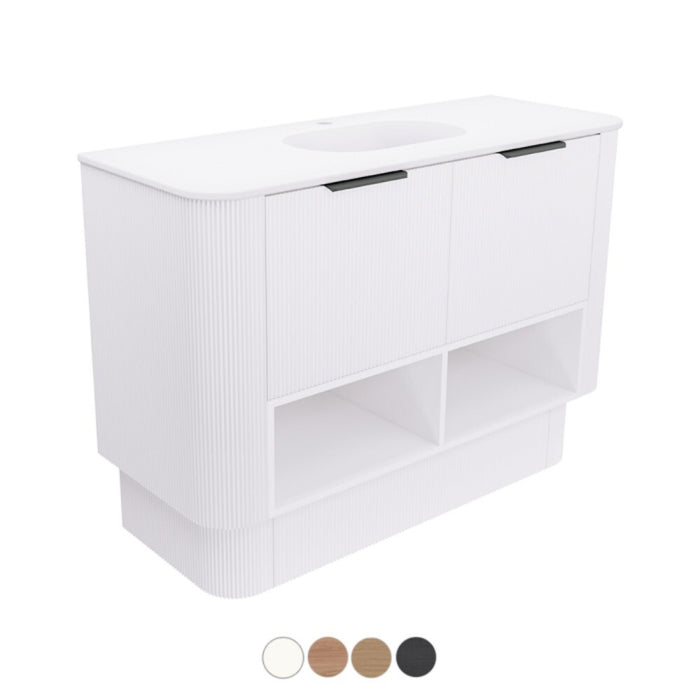 750-1800*460*850mm Fienza Margot E0 Board With Open Shelf Fluted Curve Freestanding Vanity