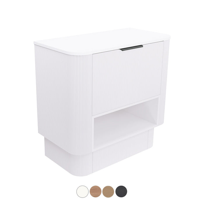 750-1800*460*850mm Fienza Margot E0 Board With Open Shelf Fluted Curve Freestanding Vanity