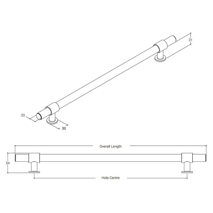 416mm Momo Belgravia Solid Brass Knurled Appliance Pull