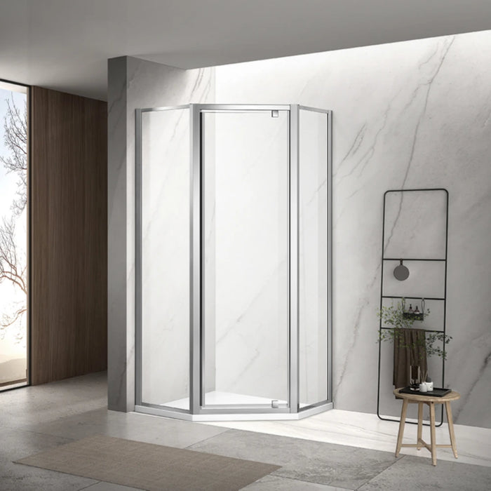 900-1000mm Covey  Semi-Frameless Diamond Pivot Door 6mm Tempered Glass Shower Screens - 2000mm Height