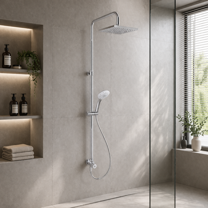 1100-1300mm Kohler Rain Duet Dual Renew Column Square Shower Heads