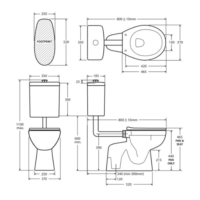 Fienza Accessible Toilet Care Kit With Right-Hand 40° Rail