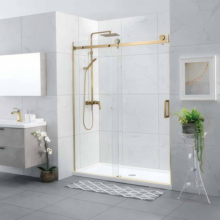 1180-2000*2000mm Covey Wall to Wall Sliding Door  10mm Glass Frameless Square Handle Shower Screens